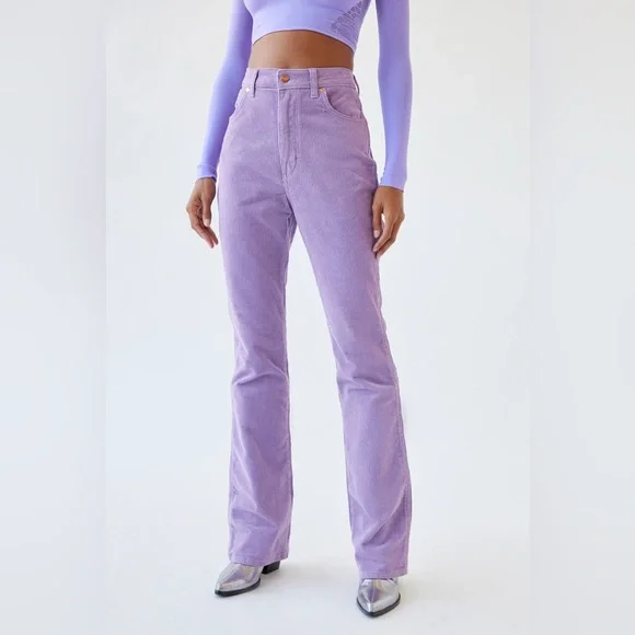 Wrangler Corduroy Flare Jeans in Lavender - Picture 2 of 4